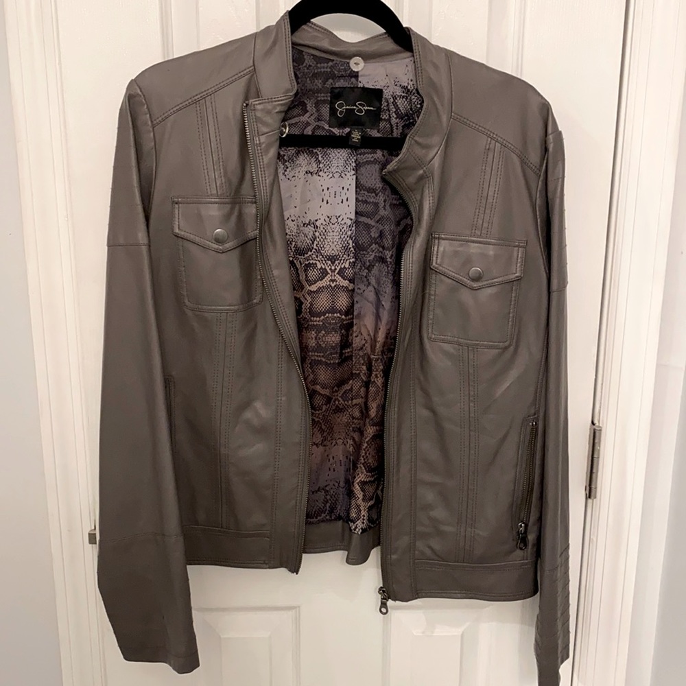 Faux leather jacket in gray - Picture 1 of 2